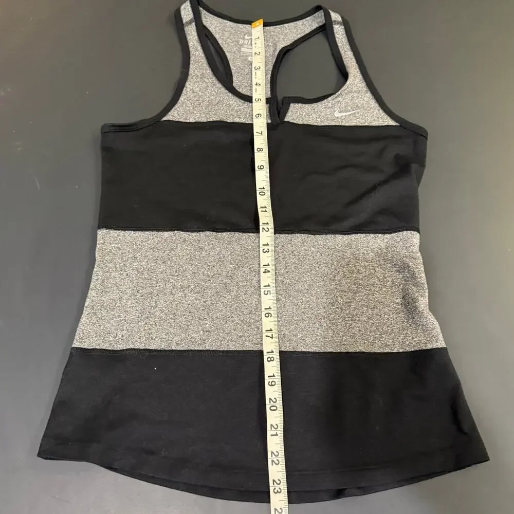 Women's Nike Dri-Fit racerback tank black gray striped small workout fitness run